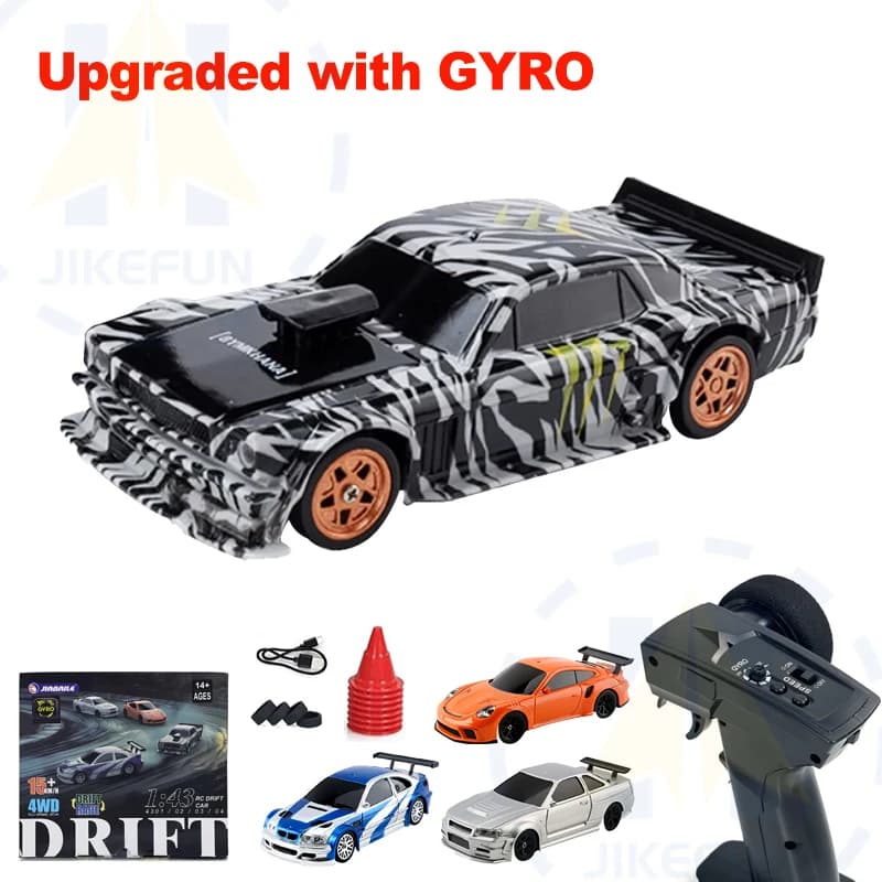 업그레이드 된 자이로 1/43 RC 표류 자동차 레이싱 RTR 4WD 고속 무선 제어 모델 2.4G 드리프트 레이스 차량 미니 선물