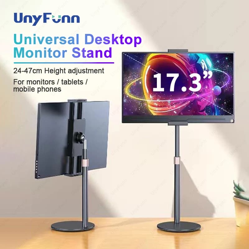 Cdisplay 휴대용 모니터 스탠드 조정 가능한 높이 데스크탑 모니터 브래킷 4.7-17.3 인치 전화 태블릿 모니터 지원 홀더