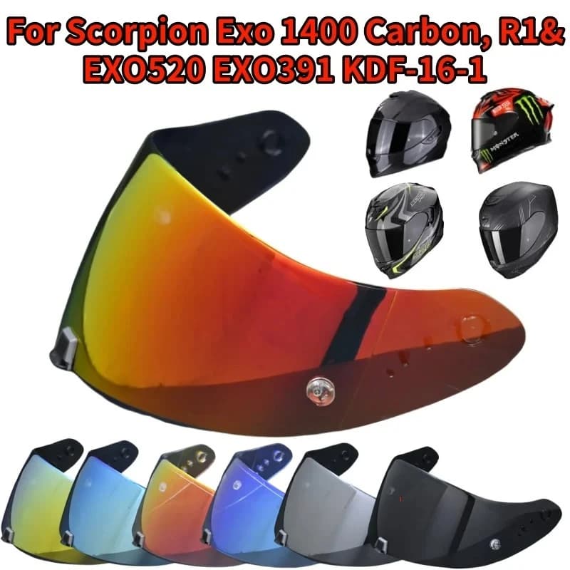 Scorpion Exo 1400 Carbon, R1 & EXO 520 391 용 헬멧 바이저 오토바이 헬멧 렌즈 바이저 도금 Uv 보호 렌즈 Faceshield