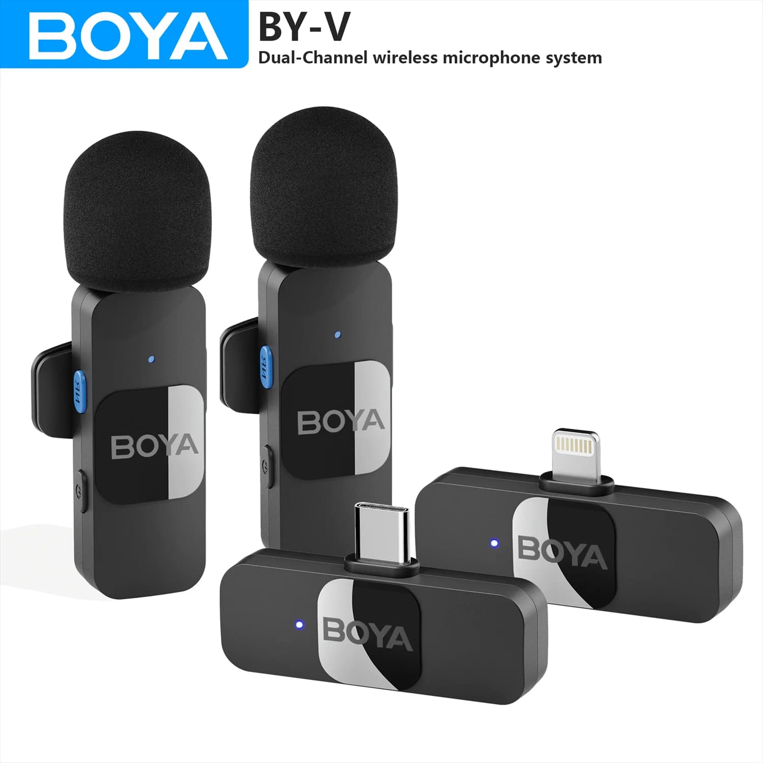 BOYA BY-V 무선 라발리에 마이크 iPhone Android 스마트폰 DSLR 카메라 PC 컴퓨터 라펠 마이크 게임 라이브 스트리밍 Vlog Youtube 비디오 녹화
