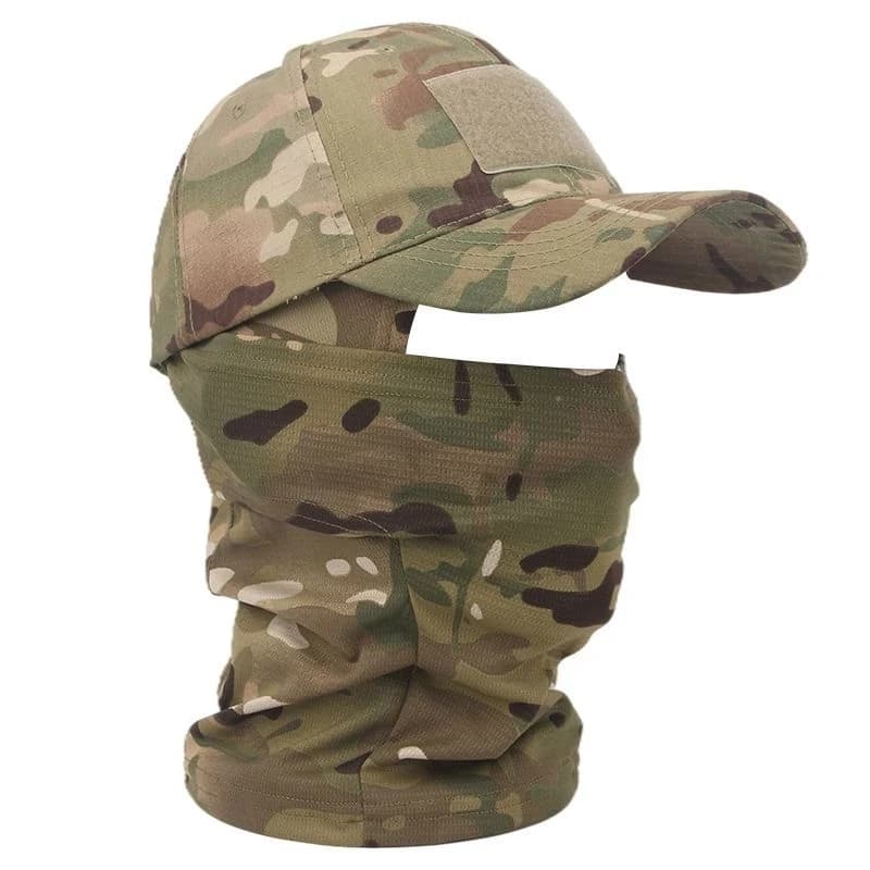 전술 Balaclava 야구 모자 전체 얼굴 마스크 세트 남자 여름 Snapback 태양 모자 야외 사냥 위장 Balaclava