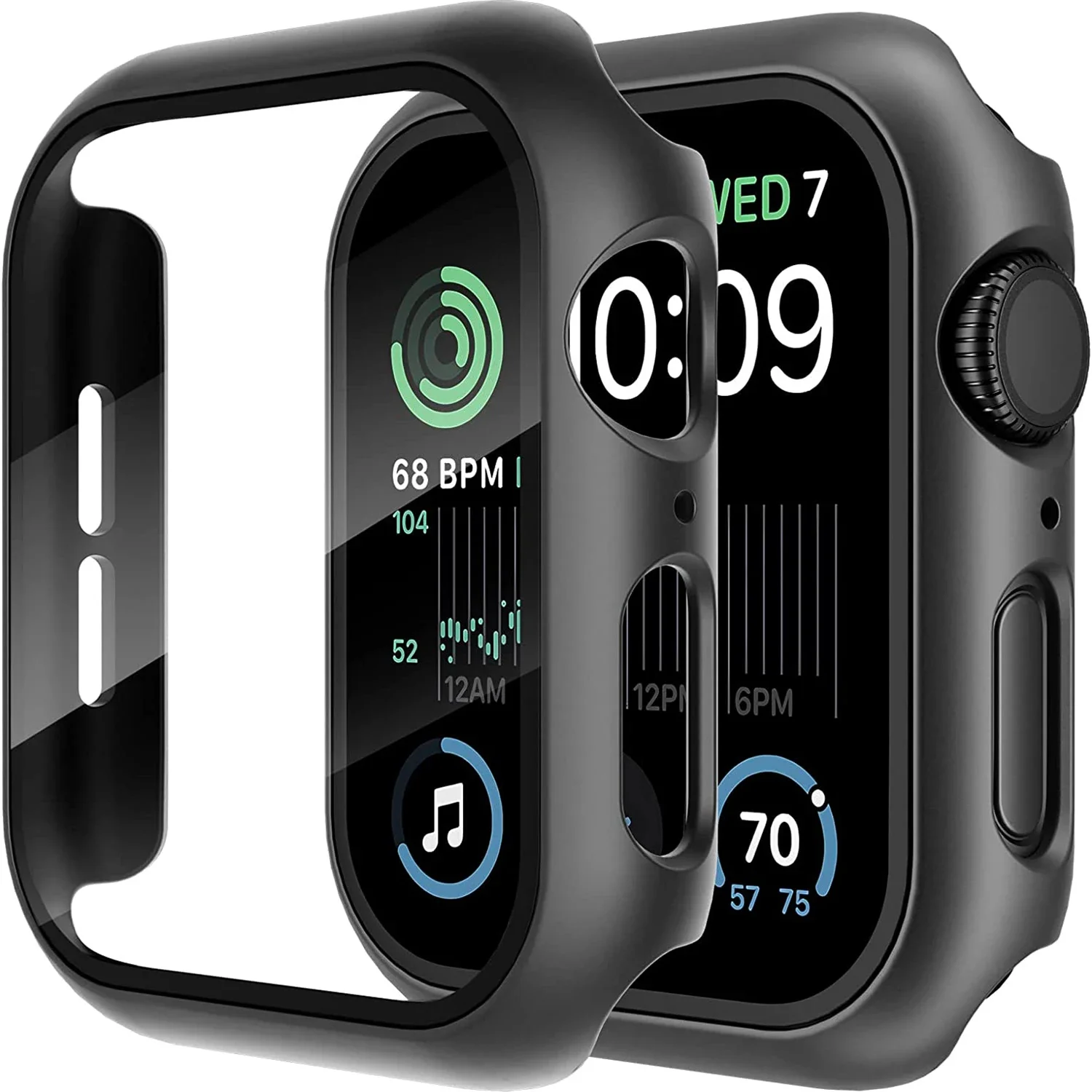 애플 워치 11 10 9 8 7 46mm 42mm용 강화유리+커버 PC 범퍼 스크린 보호 케이스 iWatch 시리즈 7 6 5 4 SE3 44 40 45mm