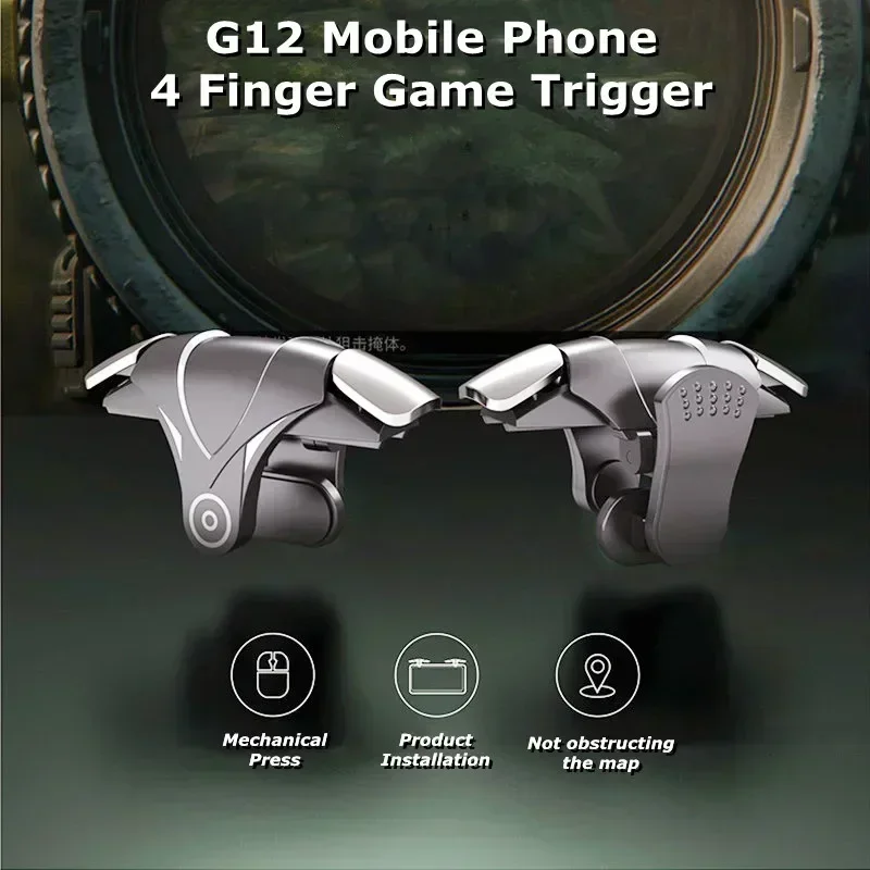 G12 ABS 4 손가락 모바일 게임 트리거 PUBG 목표 슈팅 L1 R1 게임 패드 조이스틱 컨트롤러 아이폰 안드로이드 전화 유니버설