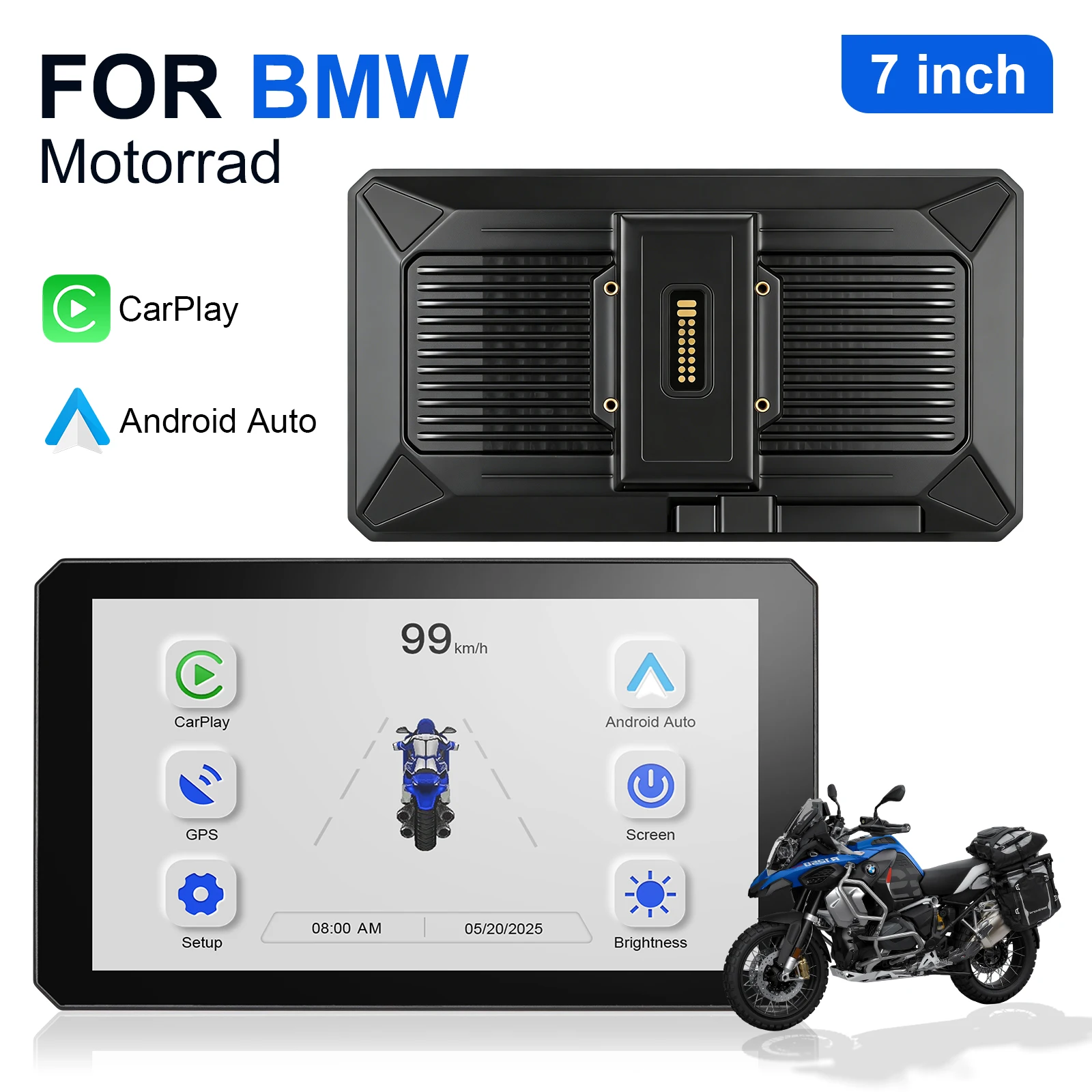 BMW XR M1000 R1200GS R1250GS S1000XR R1300GS용 카플레이 7인치 휴대용 오토바이 내비게이터 카플레이 안드로이드 오토 내비게이터