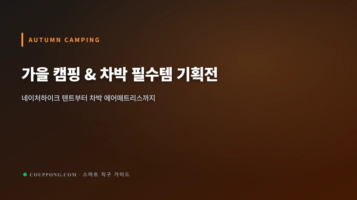 가을 캠핑 & 차박 필수템 기획전: 실패 없는 알리 직구 핫딜 BEST 3