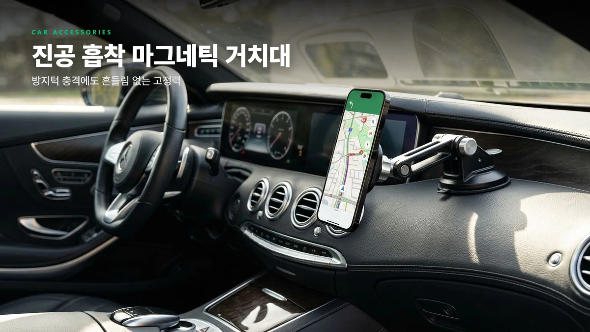과속방지턱에도 끄떡없는 기계식 진공 흡착판 차량용 마그네틱 거치대 실사용 분석