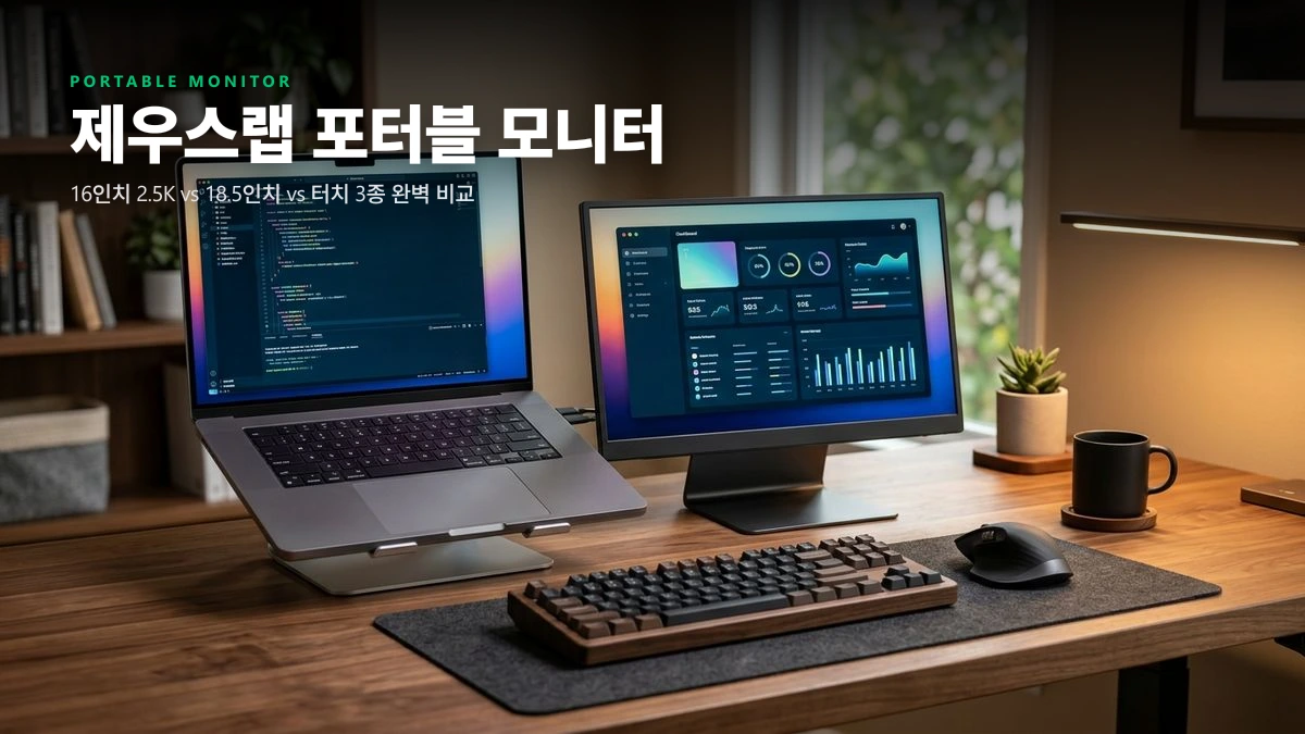제우스랩 포터블 모니터 3종 완벽 비교: 16인치 2.5K 144Hz vs 18.5인치 대화면 vs 터치스크린 선택 가이드
