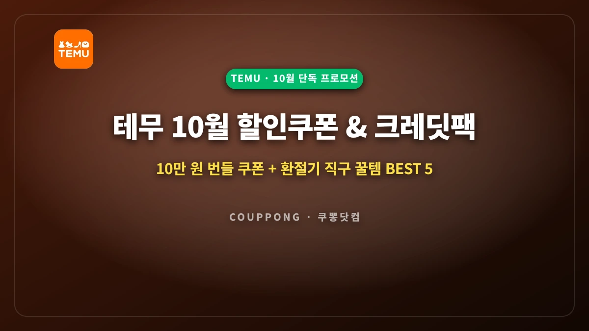 테무 10월 할인쿠폰 & 10만 원 크레딧팩 쇼핑 가이드: 직구 꿀템 BEST 5
