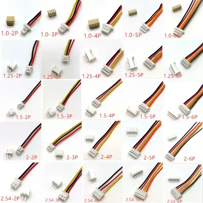 10 세트 SH1.0 JST1.25 ZH1.5 PH2.0 XH2.54 커넥터 암 + 수 2/3/4/5/6/7/8/9/10P 플러그 (케이블 포함) 10/20/30cm