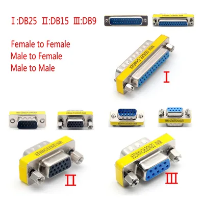 D-SUB DB9 DB15 DB25 9/15/25 핀 남성/여성-남성/여성 RS232 포트 Com VGA 커넥터 M-F M-M F-F 미니 젠더 체인저 어댑터