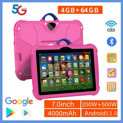 5G 와이파이 어린이 태블릿, 7 인치, 구글 학습 교육, 쿼드 코어, 4GB RAM, 64GB ROM, 저렴한 간단한 어린이 좋아하는 태블릿 PC, 신제품