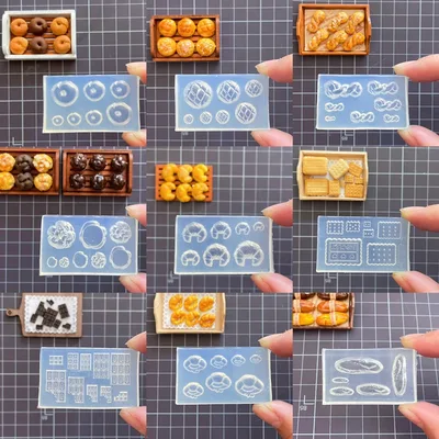 24 패턴 마카롱 비스킷 빵 도넛 3D 아크릴 네일 몰드 궁전 네일 아트 장식 DIY 디자인 실리콘 네일 아트