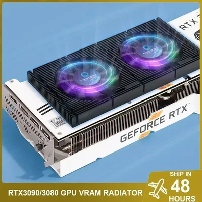 GPU 백플레이트 라디에이터 RTX3090 4090 방열판 패널, 비디오 메모리 VRAM 3080/3070 PWM 듀얼 냉각 팬 키트 DIY VGA 게임 쿨러