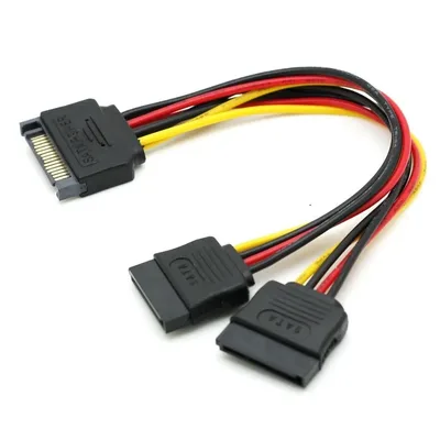 SATA II 하드 디스크 전원 15 핀 SATA Male 2 Female 15 핀 전원 HDD 분배기, 고품질 Y 1-2 연장 케이블 20CM