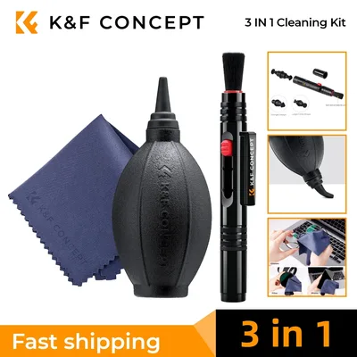 K&F CONCEPT 3 in 1 전문 DSLR 카메라 렌즈 클리닝 키트 (디지털 카메라, 휴대폰 화면, 노트북, 안경용)