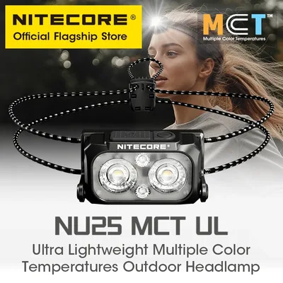 NITECORE NU25 MCT UL USB-C 충전식 헤드램프 트레일 러닝 트레킹 배낭 여행용 다중 색온도 헤드라이트