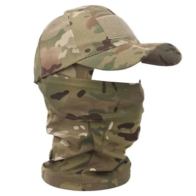 전술 Balaclava 야구 모자 전체 얼굴 마스크 세트 남자 여름 Snapback 태양 모자 야외 사냥 위장 Balaclava