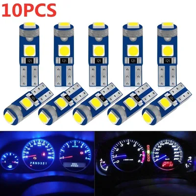 2/10Pcs T5 Led 전구 W3W W1.2W Led Canbus 자동차 인테리어 조명 대시 보드 온난화 표시기 웨지 자동 악기 램프 12V