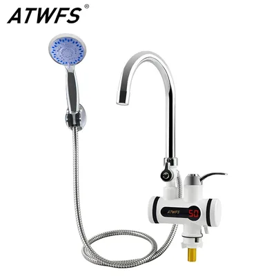 ATWFS 3000W Tankless 온수기 수도꼭지 샤워 주방 및 욕실 용 인스턴트 전기 탭 난방 온수