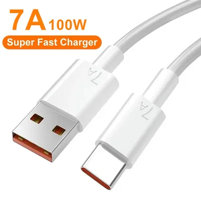 USB C타입 초고속 충전 케이블, 화웨이 P50 P40 고속 충전 데이터 코드, 샤오미 레드미 POCO OPPO 리얼미 원플러스, 7A, 100W