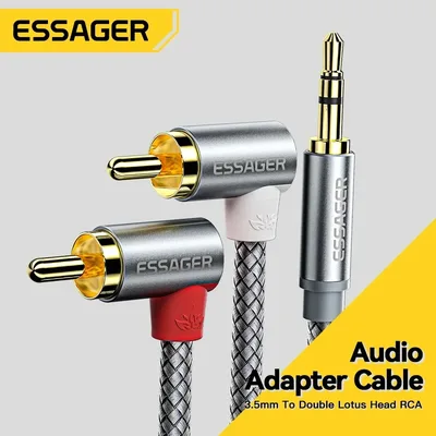 에세이저 90 °   앵글 RCA 오디오 스테레오 케이블 잭 3.5mm ~ 2RCA 케이블 분배기 앰프 용 남성 어댑터 오디오 홈 시어터 와이어