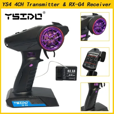 YSIDO YS4 라디오 시스템 송신기 컨트롤러, 리모컨 리시버, RC 자동차 보트 탱크, PK TG3 FS-GT3B, 2.4GHz, 4CH