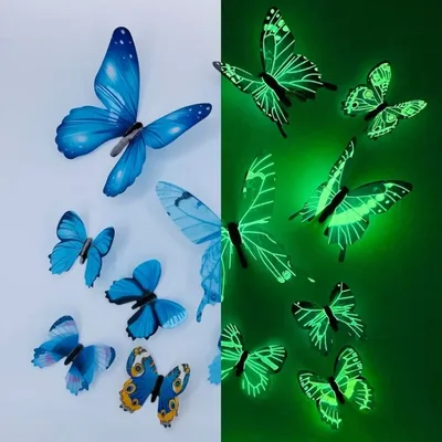 새로운 12Pcs 패션 3D 빛나는 나비 크리 에이 티브 벽 스티커 DIY 벽 스티커 현대 벽 예술 홈 장식 DIY 선물