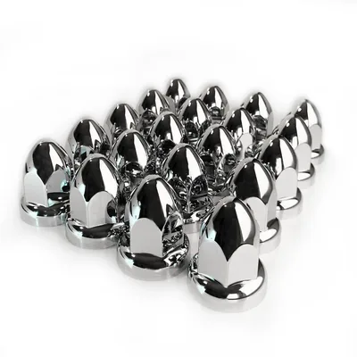 20PCS ABS 크롬 플라스틱 33mm 스레드 온 스파이크 러그 너트 커버 로켓 스타일 나사 총알 플랜지 푸시 온 세미 트럭 트레일러