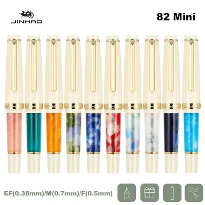 Jinhao 82 미니 만년필 짧은 럭셔리 우아한 펜 0.38/0.5/0.7mm 엑스트라 파인 펜촉 쓰기 사무실 학교 용품 편지지