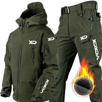 가을 겨울 방수 낚시 정장 남자 Softshell 하이킹 캠핑 Windproof 열 재킷 전술 세트 남자 낚시 의류