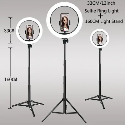 26 33CM 비디오 조명 디밍이 가능한 라이트 Selfie LED 링 라이트 USB 링 조명 램프 (삼각대 스탠드 포함) Youtube Ringlight 만들기