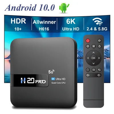 HONGTOP H20PRO 안드로이드 10 TV 박스, 16GB 지지대, 2.4G, 5G 와이파이, 4K HD 비디오 미디어 플레이어, 1080P 셋톱 박스