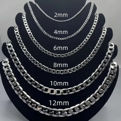 남자 925 스털링 실버 목걸이 2/4/6/8/10/12MM 40-75cm 페이스 체인 목걸이 랍스터 걸쇠 남자 여자 약혼 보석 선물