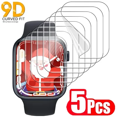 애플워치 5 6 SE 40MM 44MM 42MM 38MM 스크린 보호필름 5개, 애플워치 울트라 49MM 7 8 9 41MM 45MM 10 42/46MM용 하이드로겔 필름