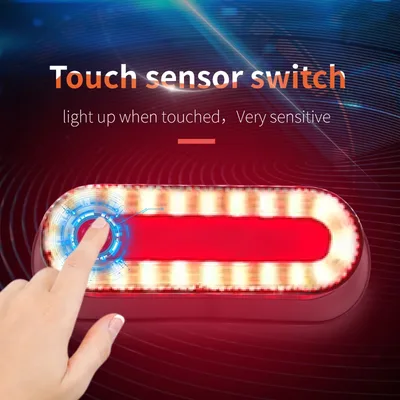 터치 스위치 모토 헬멧 라이트 Luces Para Casco 자전거 미등 오토바이 헬멧 안전 신호 경고 후면 램프 방수
