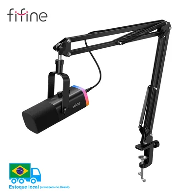 FIFINE 다이나믹 XLR 마이크 키트, 믹서용 붐 암 포함, 게임용 USB 마이크 세트, RGB 포함, PC PS5/4 AmpliGame AM8T 용 볼륨 컨트롤