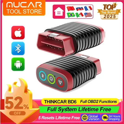 Thinkcar BD6 OBD2 스캐너 전체 시스템 진단 도구 5 안드로이드 아이폰 VS BT200에 대한 평생 무료 무선 자동차 코드 리더를 재설정