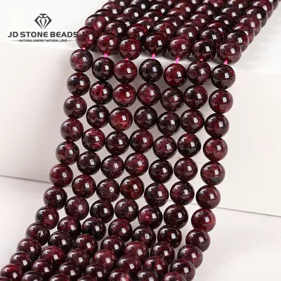 주얼리 제작용 천연석 다크 레드 가넷 비즈, 원형 루즈 스페이서, 4mm, 6mm, 8mm, 10mm 크기 선택, DIY 목걸이 팔찌 액세서리, 1A