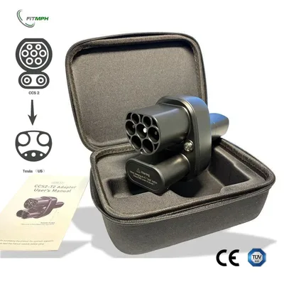 FITMPH CCS2+타입 2 - NACS 테슬라 어댑터, DC&AC 2-in-1 어댑터, 모델 3/X/Y/S용 250kW, 유럽 내 테슬라 차량용 미국식 급속 충전