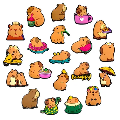 Capybara 동물 긴장 재미 있은 만화 나막신 샌들 장식에 대 한 귀여운 구두 매력 친구 선물에 대 한 구두 버클