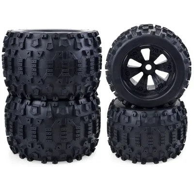 4PCS 1/8 바퀴 타이어 170mm 165mm 타이어 Weel 17mm 육각 허브 고무 스폰지 1/8 RC 자동차 몬스터 트럭 버기 ARRMA Traxxas