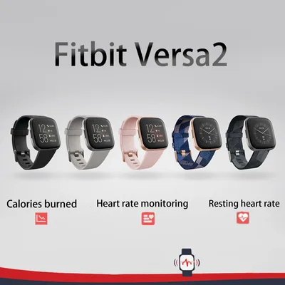 심박수, 음악, Alexa 내장, 수면 및 수영 추적 기능을 갖춘 Fitbit Versa 2 건강 및 피트니스 스마트워치, 블랙/카본