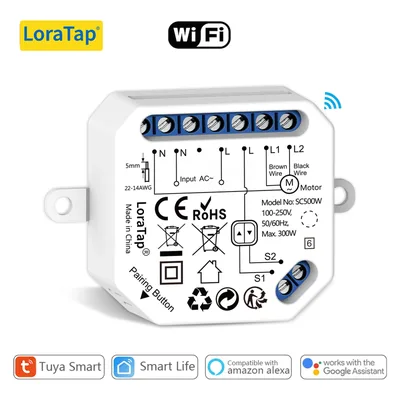 LoraTap Tuya 스마트 라이프 커튼 블라인드 롤러 셔터 스위치 릴레이 모듈 App 원격 제어 Alexa Google Assistant와 함께 작동