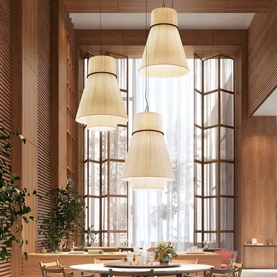 와비사비 스타일 펜던트 조명 모던 원단 펜던트 램프, 레스토랑 카페 다이닝 룸 미니멀리즘 천 아트 샹들리에