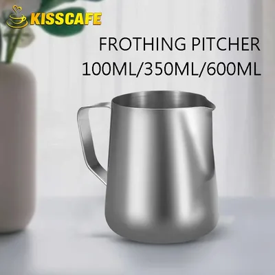 우유 Frother 주전자 스테인레스 스틸 용기 100ML 350ML 600ML Frothing 투수 커피 컵 라떼 바리스타 에스프레소 메이커 액세서리