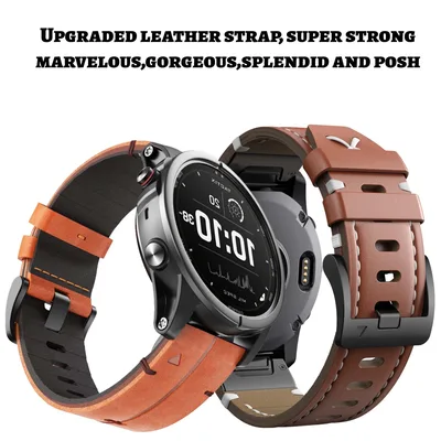 Garmin Fenix ​​7X Pro/6X Pro/6X/5X Plus 정품 Fenix ​​6/5/7 Pro 밴드 용 가죽 교체 스트랩 용 22/26mm 가죽 시계 밴드