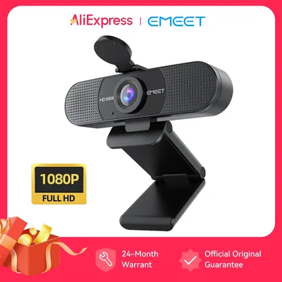 웹캠 1080P 풀 HD 웹 카메라 USB EMEET 스트리밍 카메라(컴퓨터 화상 회의용 소음 제거 마이크 포함)