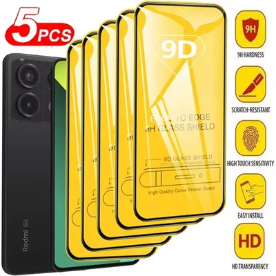 샤오미 레드미 노트 14 13 프로 5G 12 11 10 9 8 9S 10S 11S 12S 14S 15C 14C 9A 9C 9T 10A 10C 11A 12C 13C용 9D 스크린 보호필름 5개