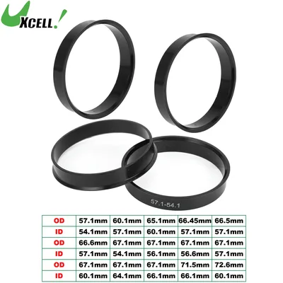 UXCELL 4pcs 57.1/60.1/66.45/66.5/67.1/72.6mm OD 54.1-66.1mm ID 자동차 허브 중심 링 휠 보어 센터 스페이서 ABS 플라스틱