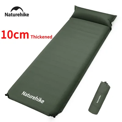 네이처하이크 2024 새로운 캠핑 자체 팽창 매트리스 10cm Thicken Splicable 더블 에어 슬리핑 침대 접이식 하이킹 에어 매트리스